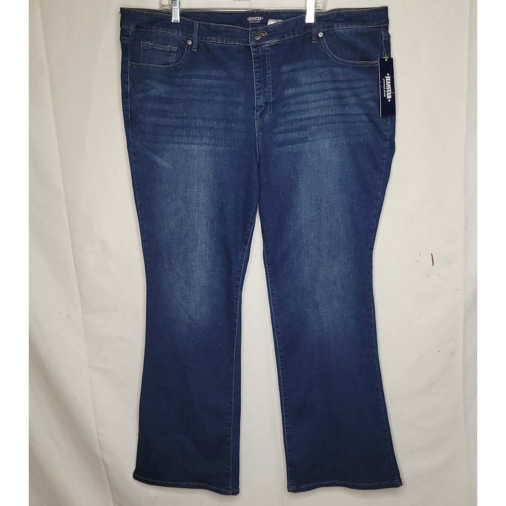 Jeanstar Premium Denim Bootcut/‎ Flare Jeans ~ Dark Wash Repreve Stretch - Picture 3 of 5